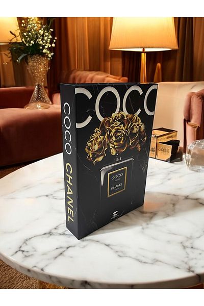 Saccura Decor Black Gold Perfume Patterned Decorative Book Box – Stylish and Functional