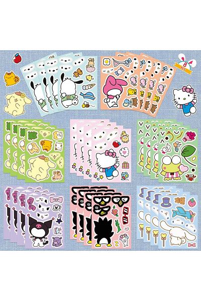 Choice 8sheets 8sheets Mix Kuromi Hello Kitty Children Puzzle Sanrio Stickers Make-a-face Assemble Cartoon