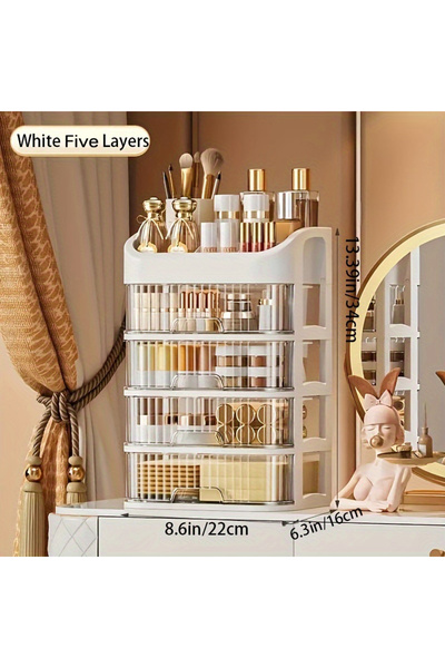 Choice صندوق تخزين مستحضرات التجميل بخمس طبقات بسعة كبيرة ودرج شفاف وصندوق تخ...