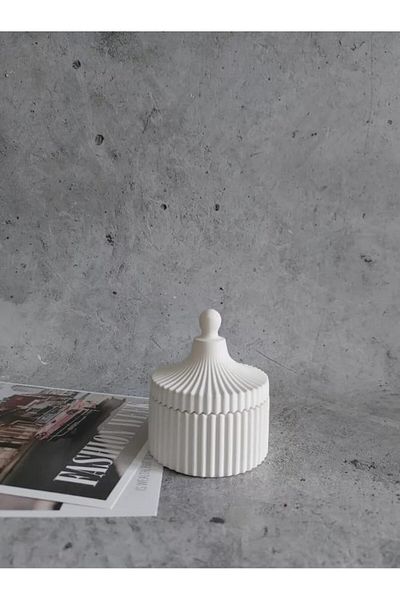STOREMAX MU-ARTSHOP Σετ Λευκό Κεραμικό Βάζο και Κηροπήγιο - Μοντέρνα και Μινιμαλιστική Διακόσμηση tnca 871301