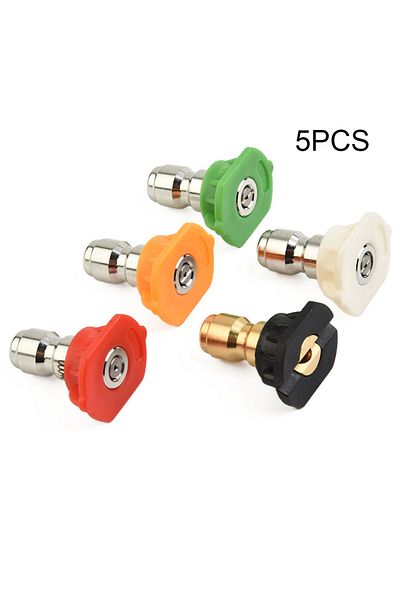 DAZZLEEX 5pcs 1/4inch Quick Connect Garden High Pressure Washer Spray Nozzle 0 15 25 40 Degree Watering So...