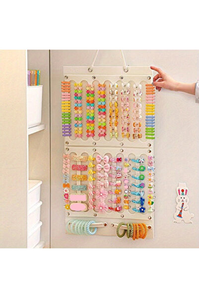 Choice منظم تخزين معلق لإكسسوارات الشعر بتصميم عمودي أبيض مكون من قطعة واحدة ...