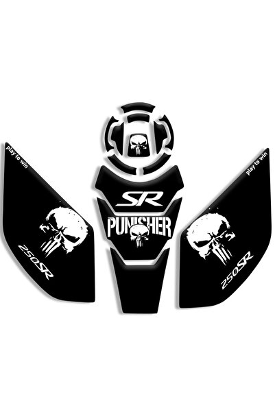 MOTOSEPETİM 250 SR PUNISHER TASARIMLI BODY STİCKER TANK PAD 01