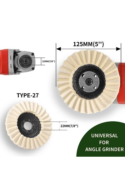 Choice 125x22mm B 1pc NunDunco 3/4/4.5/5Inch Wool Polishing Wheel Wool Felt Pad Grinder Accessories Grindi