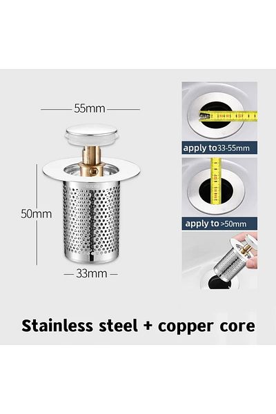Choice A-short Stainless Steel Floor Drain Filter Washbasin Plug Anti Odor Pop-up Bounce Core Basin Stopper