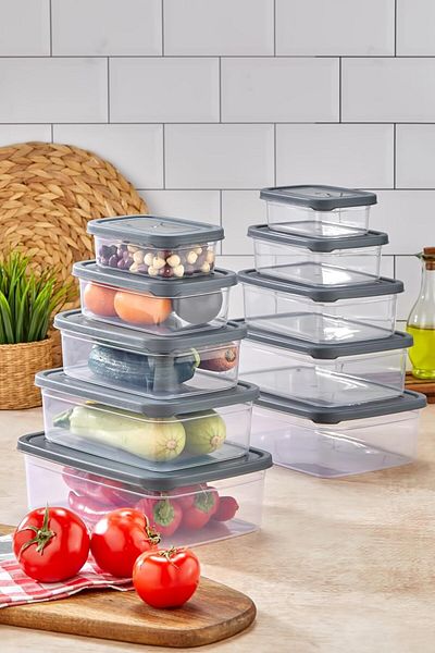 STOREMAX Mhk Prime Glowart 5-Piece Leakproof Air-Free Refrigerator Organizer & Storage Container Rectangular Transparent