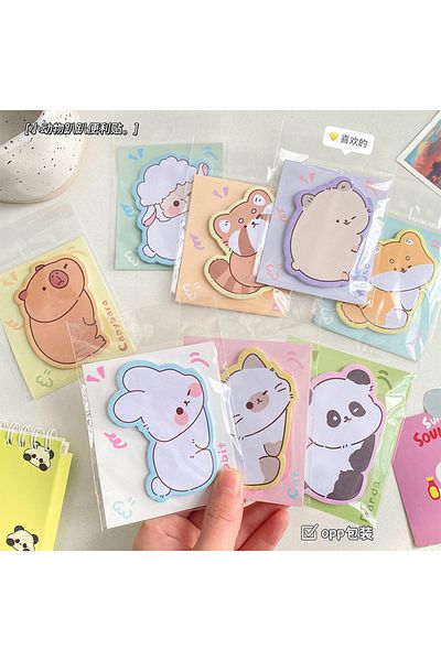 Choice 2set Random 2/5set Cute Animal Sticky Notes Cute Cartoon Memo Pad Ins Kawaii Stationery Posted Tabs