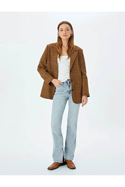 Koton Slim Flare-Talie înaltă Pantaloni spaniole Skinny Fit indigo pentru fem...