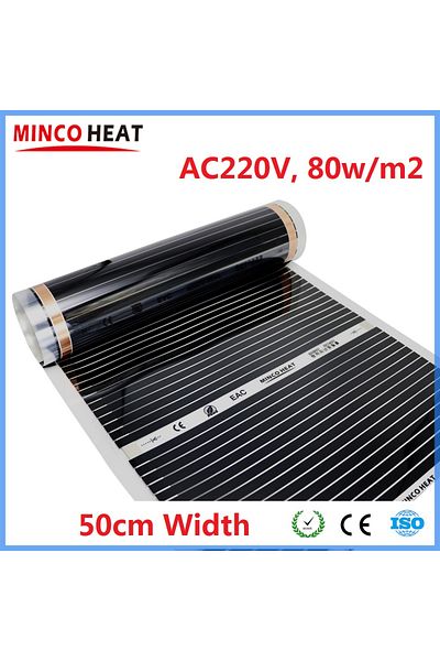 Choice 50 cm 50cm X 400cm All Sizes 80w/m2 Infrared AC220V Warm Mat 50cm Width Floor Heating Film Energy Sa
