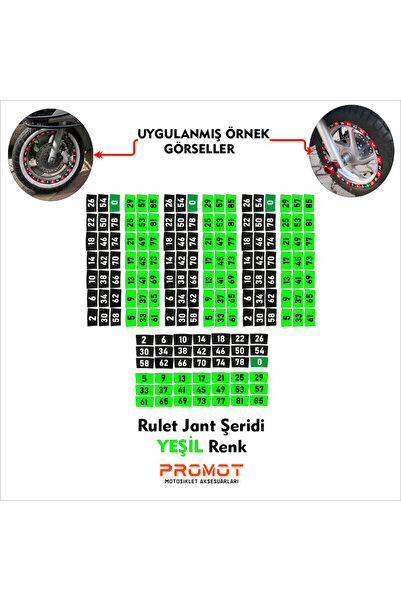MOTOSEPETİM Rulet Jant Şeridi Yeşil Renk