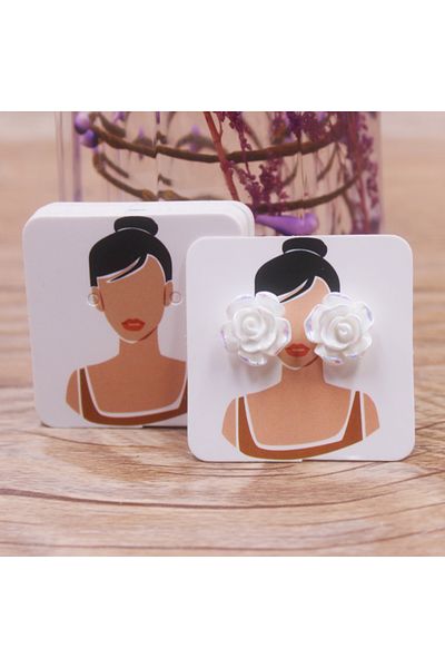 Choice 100card100bag D 100pcs 4 x4cm new luxury brand jewelry pearl powder paper display earring cards, ear