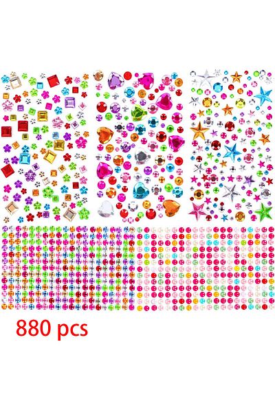 Choice 5 Styles 880pcs Gem Bead Stickers Rhinestones For Crafts Self Adhesive Jewels Acrylic Diy Craft Deco