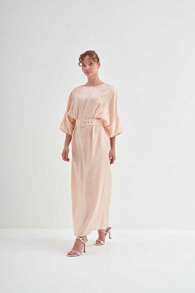 EMNORA Diana Kemerli Elbise Pudra