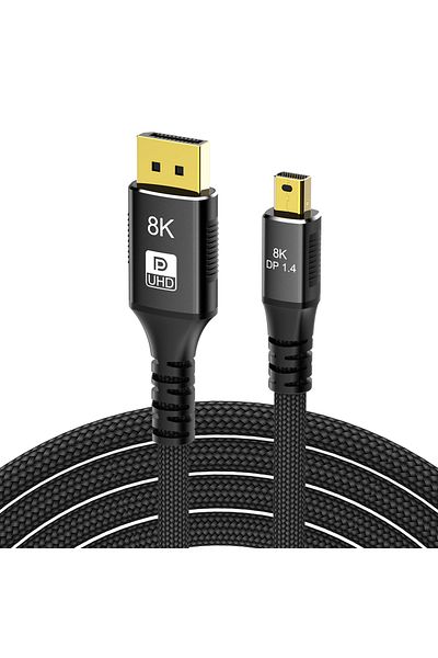 Choice كابل DP بطول 2 متر، تحويل ثنائي الاتجاه من Mini Dp إلى Displayport 8k، كابل نقل Dp1.4 8k@60