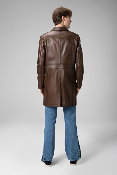 Dericlub E2031 Genuine Leather Men's Trench Coat