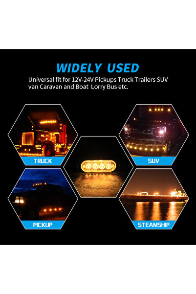 Choice 4x 4LED Car Warning Light Grill Breakdown Light Car Truck Trailer Beacon Lamp LED Amber Side Ligh...
