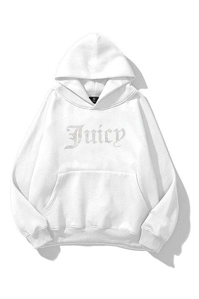 Trendiz Λευκό φούτερ Unisex Juicy Stone με στάμπα