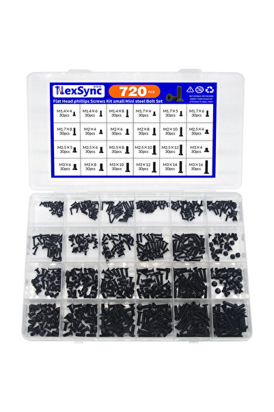 Choice 720 قطعة من البراغي الصغيرة المجوفة ذات الرأس المسطح من فيليبس M1.4-M3...