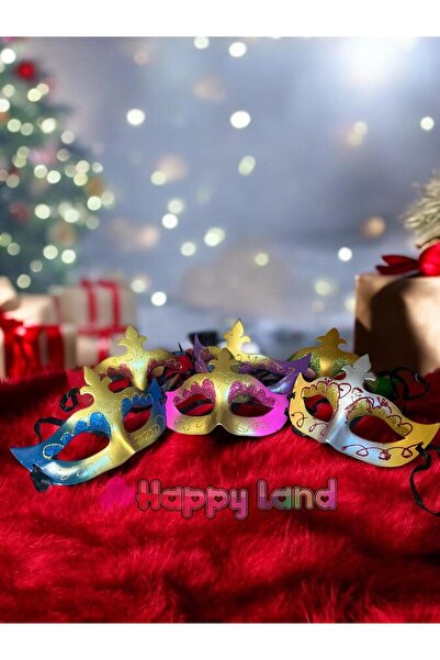 Happyland Balo Parti Maskesi 1 Adet Renkli Doğum Günü Maskeli Balo Maske