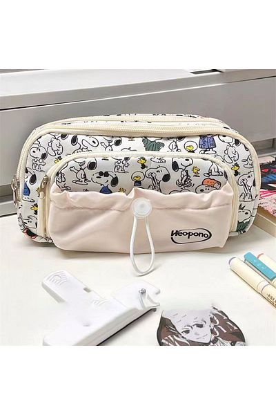 Choice Bag Snoopy Pencil Case Kawaii Cute Anime Boy Large Capacity Multi Layer Stationery Storage Bag Creat
