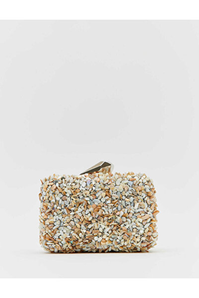 EMNORA Brightness Taşlı Clutch Çanta Nude