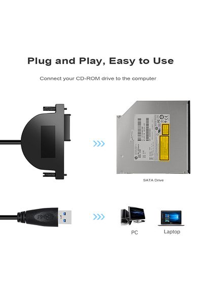 DeepFox كابل بيانات USB 2.0 وكابل USB 2.0 Sata وكابل محرك أقراص مضغوطة/DVD-ROM وكابل محول محرك بصري لـ