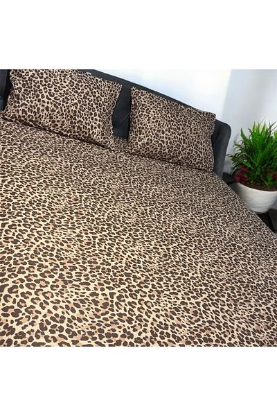 She&Co Cearșaf dublu supradimensionat cu 2 set de fețe de pernă - Leopard nou (180x200 cm 30 cm)