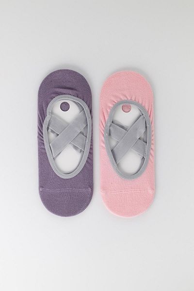Katia&Bony Set de 2 șosete yoga/pilates pentru femei - roz deschis/liliac închis