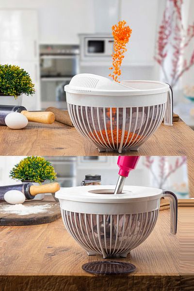 Porsima Bnm-3132 3 in 1 Mixer Container with Lid Brass Strainer Storage Container