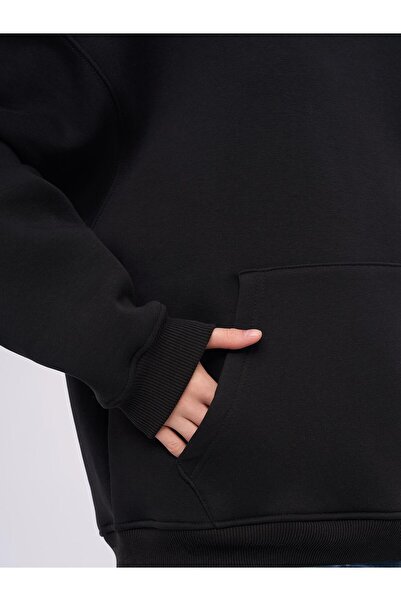 Trendiz Unisex Rauh Welt Sweatshirt Siyah
