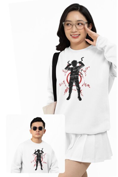 Fuddy Moda سويت شيرت ناروتو اوزوماكي مطبوع للجنسين - رقبة دائرية