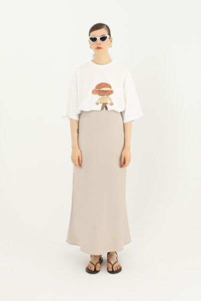 Soul Fusta lungă din satin pentru damă - 24S-31614ETK - Bej