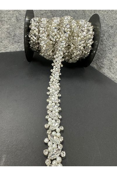 T.T Polnet Button Stone Ironing Gluing Pearl Detailed Bsn Ribbon Accessory