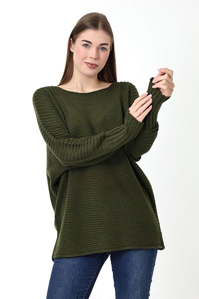Devinka Women's Khaki Seasonal Knitwear Sweater