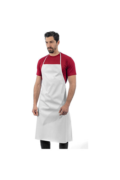 AĞCA İŞ ELBİSELERİ Pvc White Strap Apron Unisex