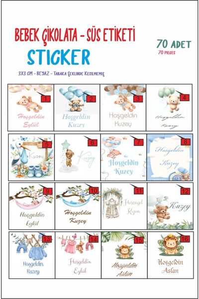 Hsn 70 de bucăți autocolant adeziv model ursuleț cadou ornament pentru bebeluși