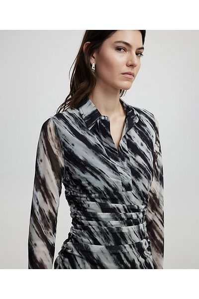 İpekyol Patterned Shirt Collar Dress