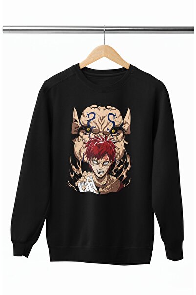 Fuddy Moda Hanorac oversize fără glugă cu imprimeu Sabaku No Gara, hanorac un...