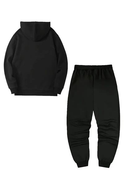 LAND MODA Унисекс черен анцуг с качулка
