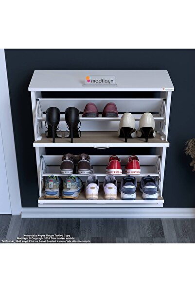 Modilayn UMAY Asma Antre 72 x 78 x 25,5 cm’lik 2 Düşer Kapak 4 Göz Bölmeli Ayakkabılık