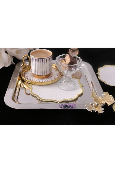 PLT Design 6-Piece Star Edge Detailed Linen Linen Coffee Side Cocktail Presentation Napkin