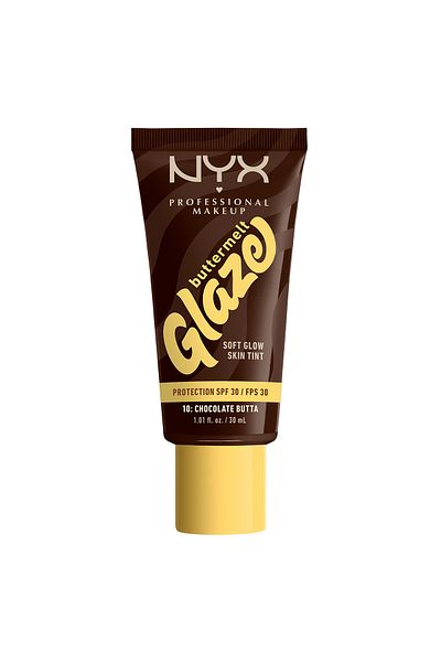 NYX Professional Makeup Buttermelt Glaze Soft Glow Skin Tint + SPF/FPS 30, 12h Wear,Chocolate Butta
