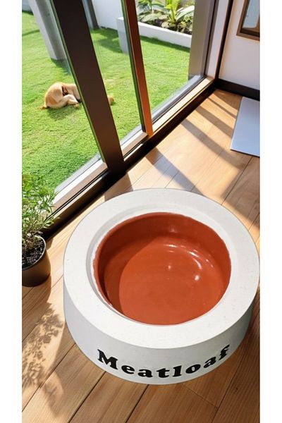 N NOXXO Personalized Concrete Cat/Dog Food or Water Bowl - Handmade White