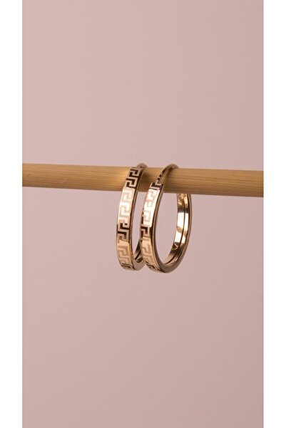 Tufanlar Kuyumculuk Altın Düz Desenli Halka Küpe 1.3 Cm Gizli Kilit