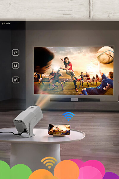 iHome HY320 Mini Pro Taşınabilir Android Projeksiyon Wifi Akıllı Sinema Projektör Siyah Ultra HD