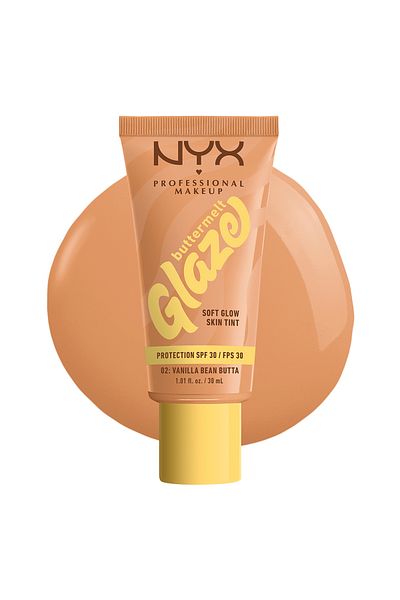 NYX Professional Makeup Buttermelt Glaze Soft Glow Skin Tint +SPF/FPS 30,12h Wear,Vanilla BeanButta