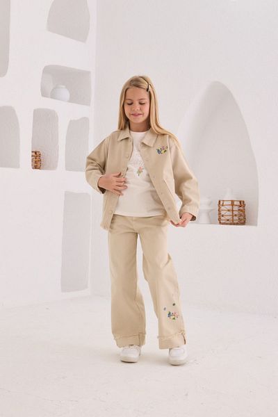 HAUSEkids 4-8 Years Flower Daisy Girl's 3-Piece Set - Latte