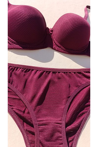 siyalife Ribbed Padded Bra and Panty Underwear Set