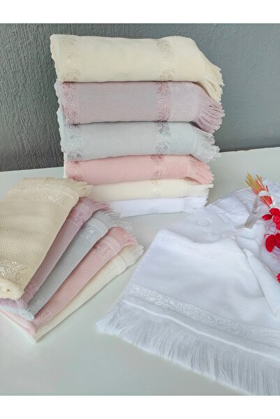 MYSOFT Mysoft 50x90 Етамін рушник - 6 штук з бахромою, темно-фіолетовий