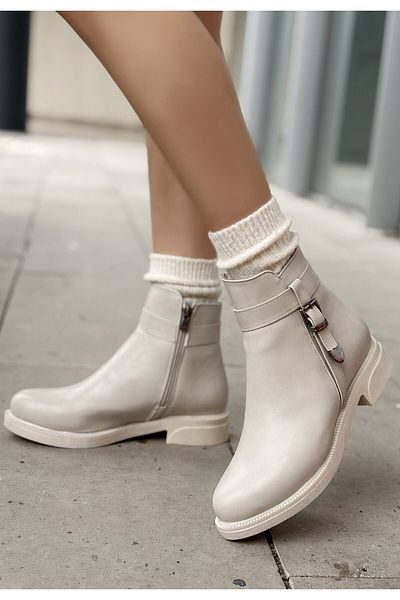 BESKAR Μπότες Wiota Beige Skin Heeled Boots